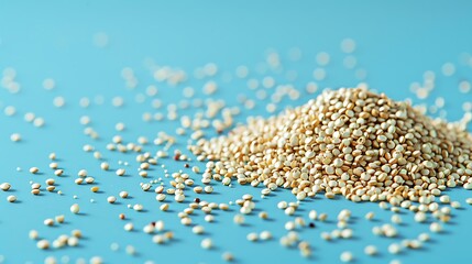 Quinoa grains isolated on a blue background