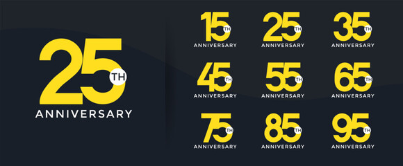 anniversary logo style set with yellow color can be use for celebration moment