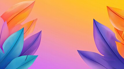 Vibrant Feathers on a Colorful Gradient Background