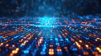 Blue digital binary data screen background