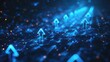 © Alief Shop - Diagonal stream of growth Up arrows in blue futuristic style on dark technology background with glowing dots or stars. Low poly wireframe high-speed arrows that are flying up