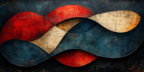 Canvas Print - High-Detail Collage Art: Blue and Red Organic Patterns, generative ai