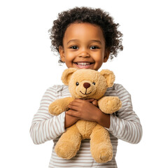 adorable child holding teddy bear, symbolizing comfort and joy, perfect for children's products and 
