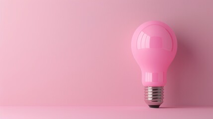 A minimalistic and elegant image of a pink lightbulb against a plain background, with plenty of copy space for adding text or graphics. The image conveys concepts of creativity, innovation, and