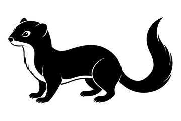 Beautiful animal ferret silhouette black vector art illustration 