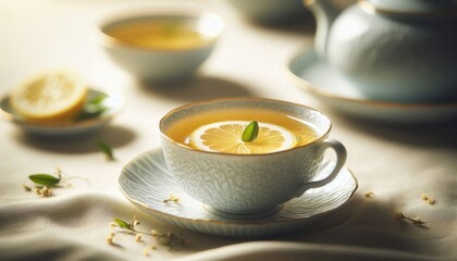 delicious white tea with lemon slices