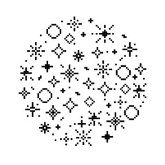 Sticker - pixel star retro 8 bit sparkle set. shiny game pixel art effect set. firework burst, space decoratio