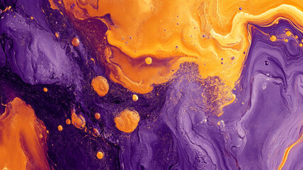 Wall Mural - Illustration abstract purple and orange color with acid texture background