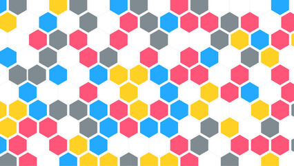 Sticker - Seamless pattern of the hexagonal image. Multicolor hexagon wallpaper. Vector Illustration.