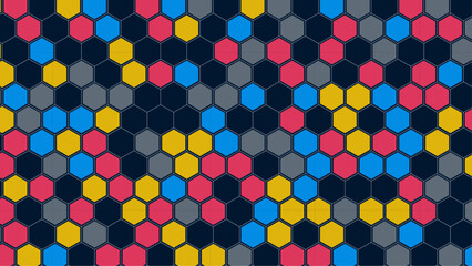 Sticker - Seamless pattern of the hexagonal image. Multicolor hexagon wallpaper. Vector Illustration.