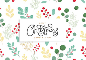 Wall Mural - christmas greeting card vector template design. merry christmas and happy new year greeting text in 