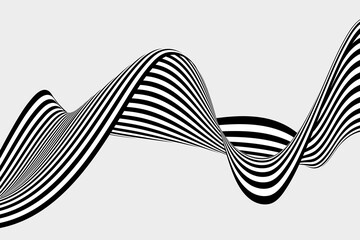 Wall Mural - Black and white wavy line stream,curved curved wave,abstract background illusion.