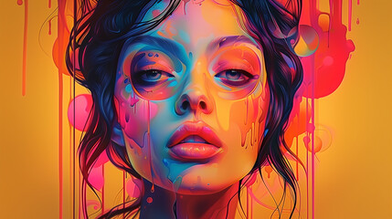 Wall Mural - retro-styled art contemporary woman poster. contemporary artwork nostalgia concept