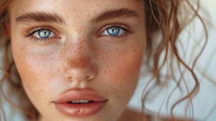 Beautiful young woman with perfect skin. Natural beauty, cosmetics, skin care concept. Closeup