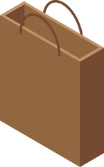 Canvas Print - Simple brown paper bag standing upright with handles, in an isometric view