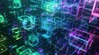 © @adha - Abstract Digital Network of Glowing Neon Cubes