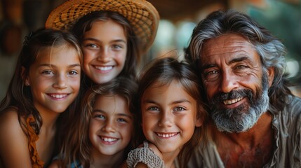 Joyful Multi-Generation Family Embracing in Backyard