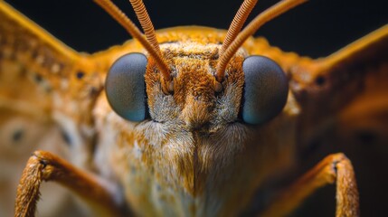 Poster - Close-up of a Brown Moth with Large Blue Eyes