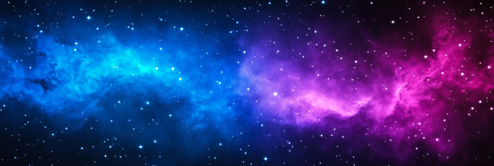 Wall Mural - Deep space background with a dark blue and violet nebula stretching across and glittering stars spread throughout evoking a sense of cosmic wonder 
