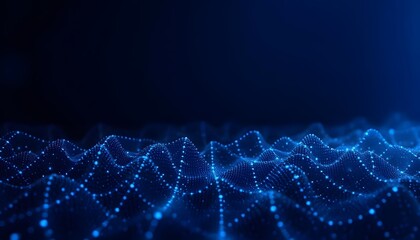 Wall Mural - a futuristic digital data with a glowing blue sphere and a network of interconnected lines and point