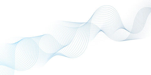 Wall Mural - Smooth wave abstract vector background layout design.background image with dynamic curves.Abstract blue futuristic blend waves lines technology background and sound wave lines on white background.	
