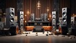 © mehaniq41 - Home audio loudspeakers isolated on black background. Warm loud sound. Neural network ai generated art