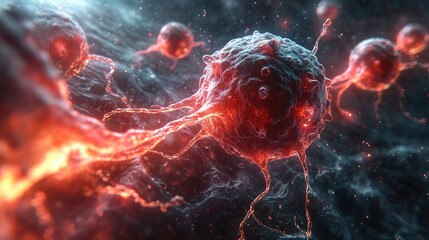 Wall Mural - Microscopic View of Cancer Cells