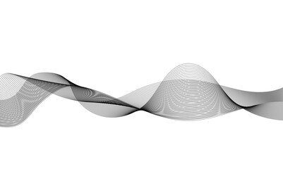 Wall Mural - Abstract wavy grey technology lines on transparent background.  Abstract gray curved line for banner design and frequency sound wave line.