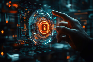 Wall Mural - cyber security, data protection and privacy for corporate electronic server for abstract background.