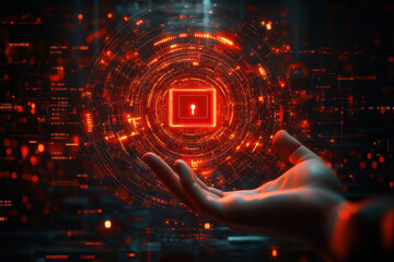 Wall Mural - cyber security, data protection and privacy for corporate electronic server for abstract background.