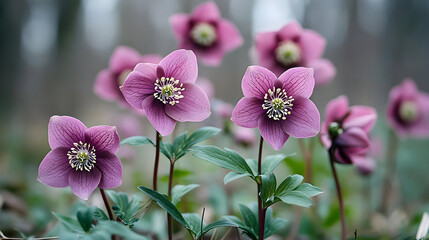 Poster - Beautiful pink flowers blooming in a natural setting.