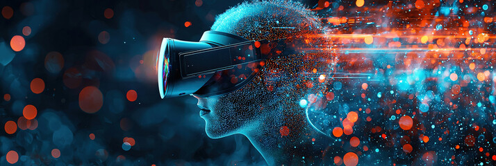 Sticker - Dive into the world of AI with this stunning image of a virtual reality headset. Experience the endless possibilities of a world where technology and humanity converge in this captivating picture