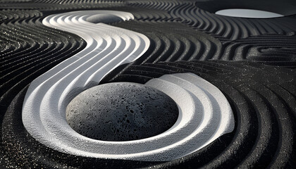 background with ying yang symbol - zen garden