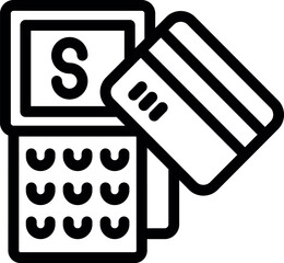 Poster - Line art icon of a pos terminal accepting a credit card payment