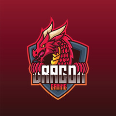 Wall Mural - Vector Logo Illustration Dragon E- Sport and Sport Style.