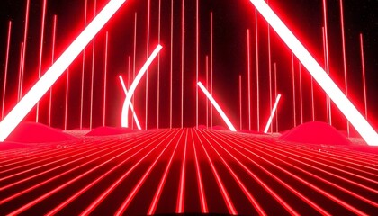 Futuristic abstract background with glowing lines and beams of light converging in the center