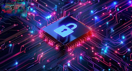 Wall Mural - Cyber Security Concept. Innovative Network Technology Safeguarding Business Information