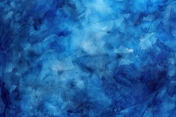 Wall Mural - Deep Blue Background. Watercolor Abstract Painting with Old Liquid Texture