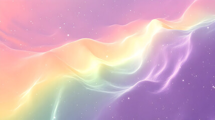 Sticker - Soft pastel waves in a dreamy cosmic background.