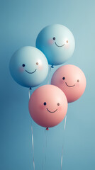 Wall Mural - Colorful balloons with happy expressions, a must-have element for children's parties