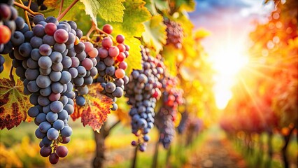 Red wine grapes ripe for harvest, basking in the autumn sun in a vineyard , grapes, red wine, vineyard, autumn, harvest, ripe