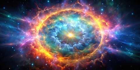Wall Mural - supernova explosion illuminating a colorful gas nebula , astronomy, space, explosion, star, celestia