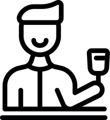 Sticker - Bartender is smiling while holding a cocktail glass, getting ready to mix a drink