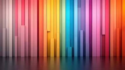 Sticker - A colorful rainbow wall with a black background, AI