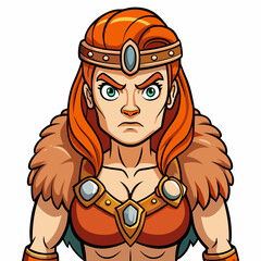 cartoon illustration of barbarian woman