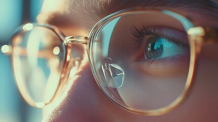 Canvas Print - Person Wearing Glasses Close-Up