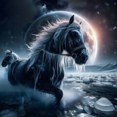 Poster - horse in the night sky