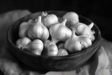 Sticker - Wooden bowl with garlic