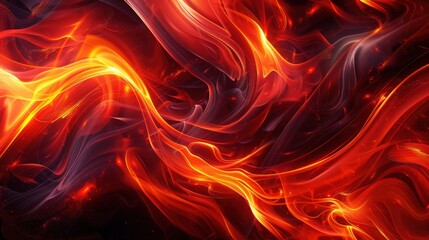 Wall Mural - Produce an abstract background with intense fiery swirls against a dark background. Include ample copy space while showcasing dynamic, vivid swirls