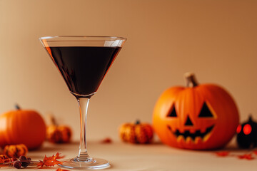 Black Magic martini cocktail, Halloween background